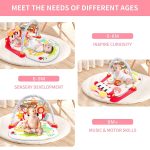 Eners Baby Gyms Play Mats Musical Activity Center Baby Piano Gym Mat Tummy Time Padded Mat for Newborn Toddler Infants(Red) - Image 3